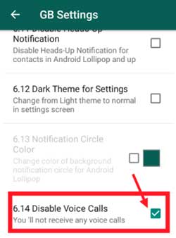 how to disable calls on gbwhatsapp
