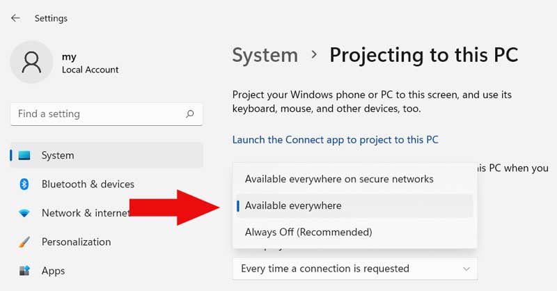 windows-11-wireless-display turn on