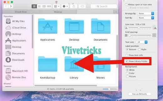 how to see hidden library folder on mac