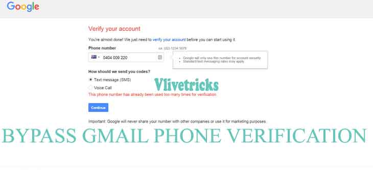 bypass gmail phone verification 