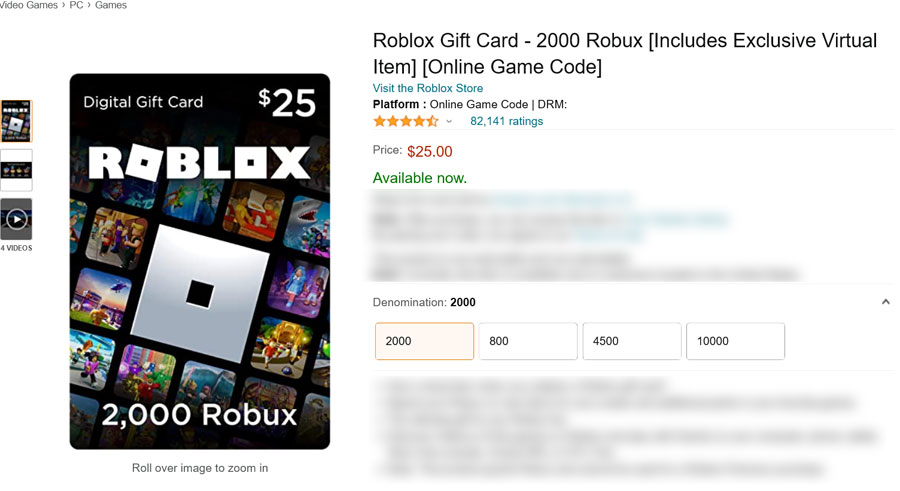 Roblox $25 Digital Gift Card [Includes Free Virtual Item], 40% OFF