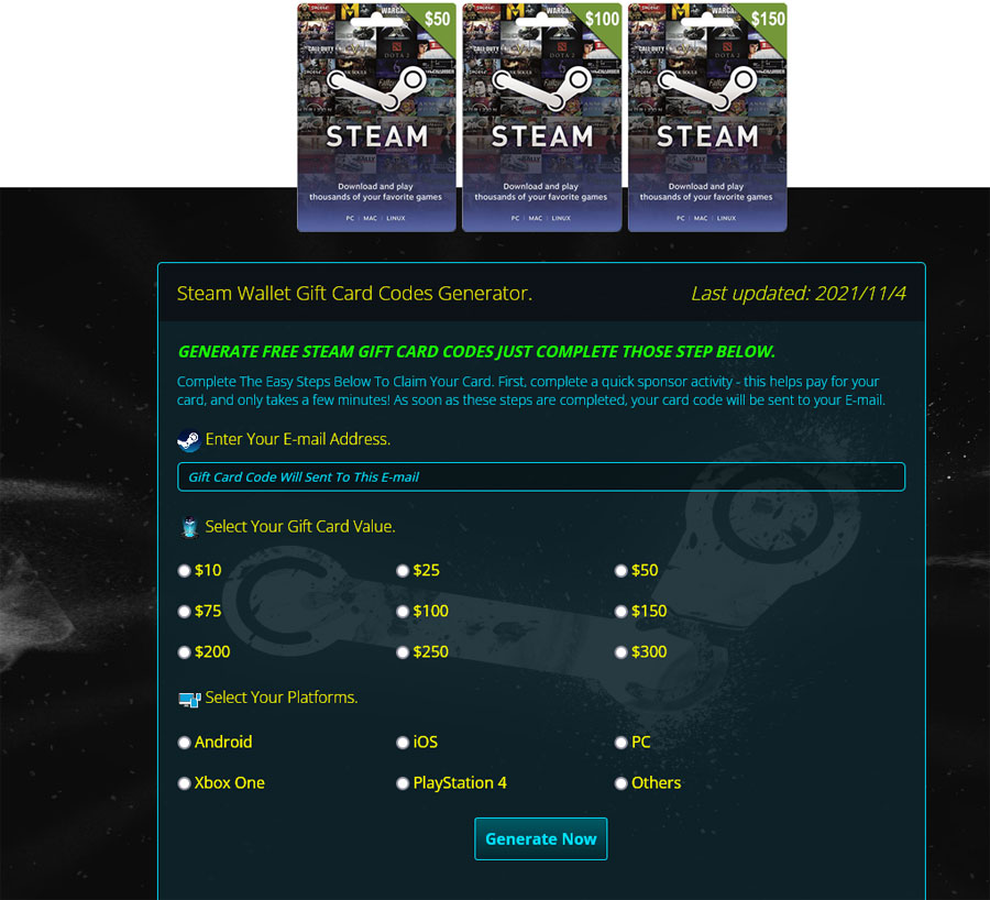 steam wallet code generator download free