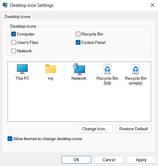 desktop icon settings